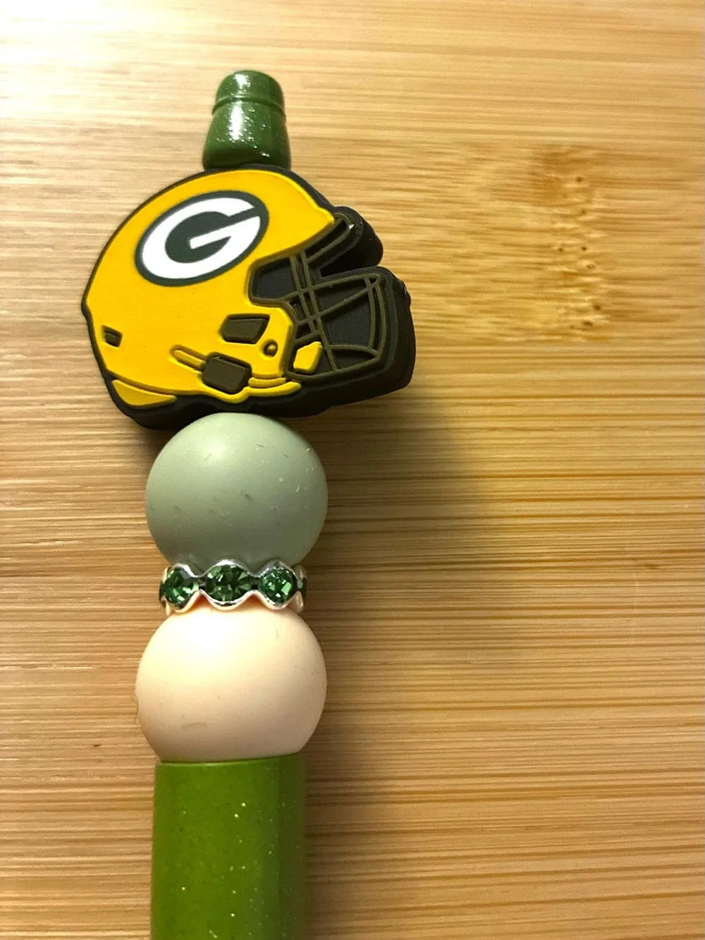 Green Bay Beaded Green & Yellow Pen